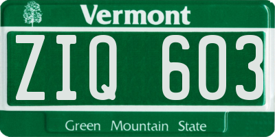 VT license plate ZIQ603