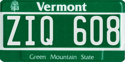 VT license plate ZIQ608