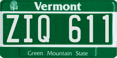 VT license plate ZIQ611