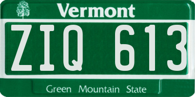 VT license plate ZIQ613