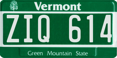 VT license plate ZIQ614