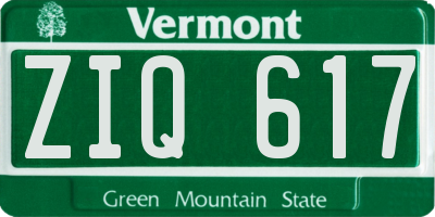 VT license plate ZIQ617