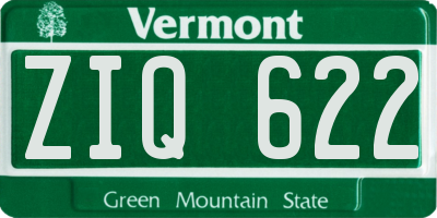 VT license plate ZIQ622