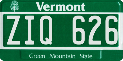 VT license plate ZIQ626