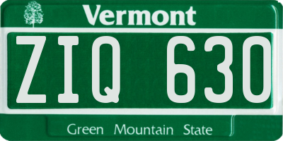 VT license plate ZIQ630