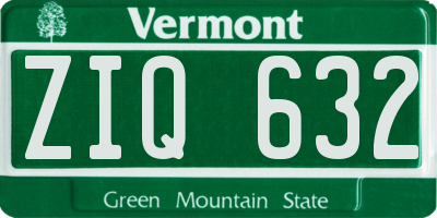 VT license plate ZIQ632