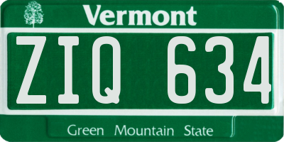 VT license plate ZIQ634