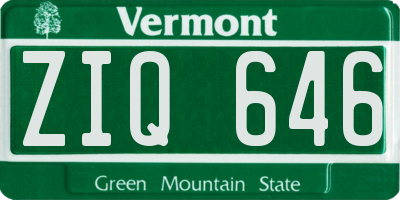 VT license plate ZIQ646