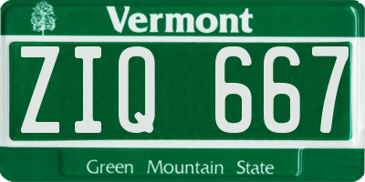 VT license plate ZIQ667