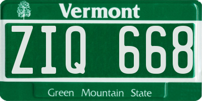 VT license plate ZIQ668