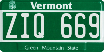VT license plate ZIQ669