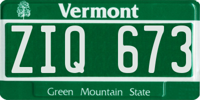 VT license plate ZIQ673