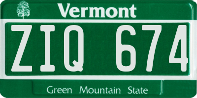 VT license plate ZIQ674