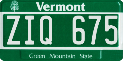 VT license plate ZIQ675