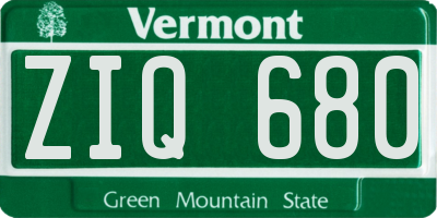 VT license plate ZIQ680