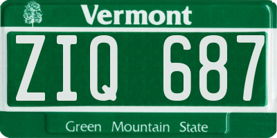 VT license plate ZIQ687