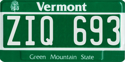 VT license plate ZIQ693