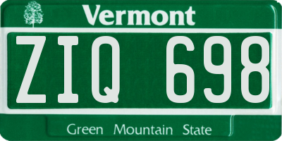 VT license plate ZIQ698