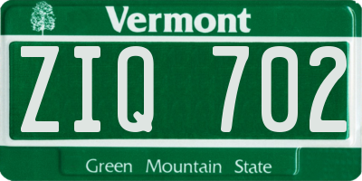VT license plate ZIQ702
