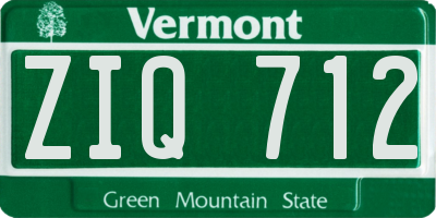 VT license plate ZIQ712