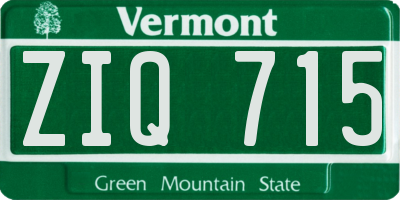 VT license plate ZIQ715