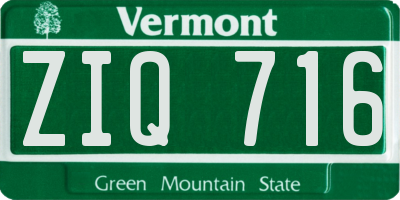 VT license plate ZIQ716