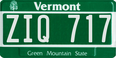 VT license plate ZIQ717