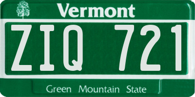 VT license plate ZIQ721