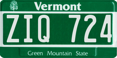 VT license plate ZIQ724