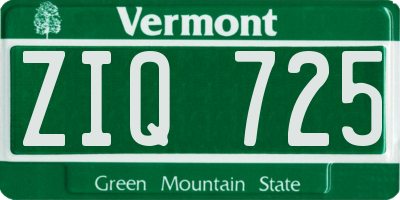 VT license plate ZIQ725