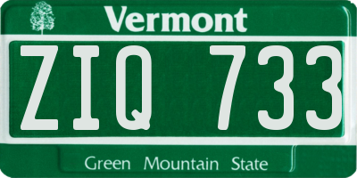 VT license plate ZIQ733