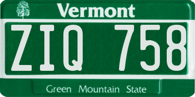 VT license plate ZIQ758