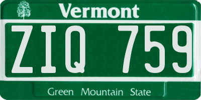 VT license plate ZIQ759