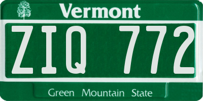 VT license plate ZIQ772