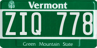 VT license plate ZIQ778