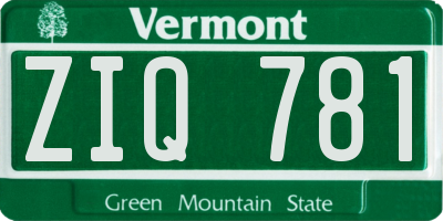 VT license plate ZIQ781