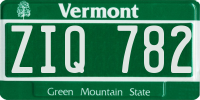 VT license plate ZIQ782