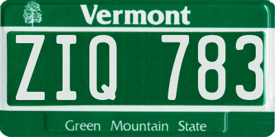 VT license plate ZIQ783