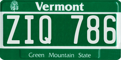 VT license plate ZIQ786