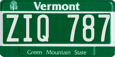 VT license plate ZIQ787
