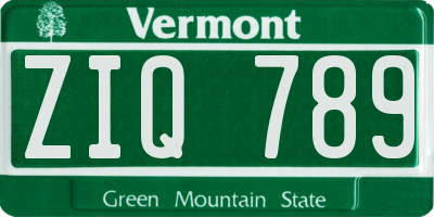 VT license plate ZIQ789