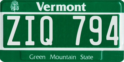 VT license plate ZIQ794