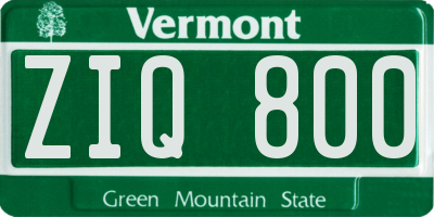 VT license plate ZIQ800