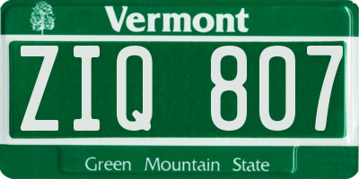VT license plate ZIQ807