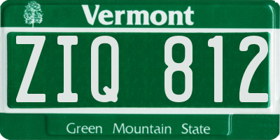 VT license plate ZIQ812