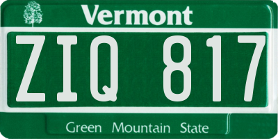 VT license plate ZIQ817