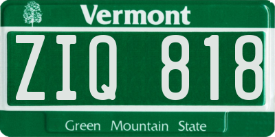 VT license plate ZIQ818