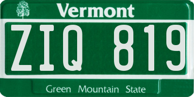 VT license plate ZIQ819