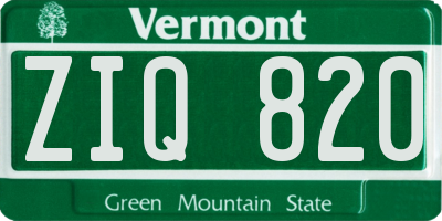 VT license plate ZIQ820