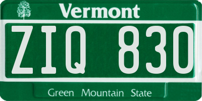 VT license plate ZIQ830